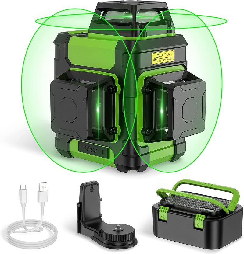 Huepar 360 Laser Level Green 3D Self Leveling Pulse 60m IP54 Kit