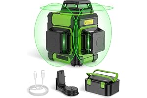 Huepar Laser Level 360 Self Leveling, Rechargeable Green Laser 3x360° Cross Line Lazer Leveler 3D Level Laser Tool for Constr