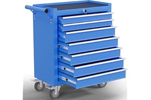 Gymplis 7-Drawer Tool Chest,Rolling Tool Cart with Wheels,High Capacity Tool Cabinet with Locking System for Garage, Warehouse, Workshop-Blue