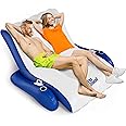 Inflatable Luxury Pool Chair Recliner Float for 1-2 Adults, Extra Large Heavy Duty Pool Lounge Float Raft for Pool Floating, Lake, River, Beach