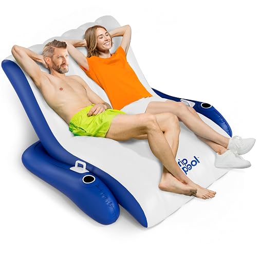 Mess Raft Chairs Grip A Pool Inflatable Luxury Chair Recliner Float for 1-2 Adults ...