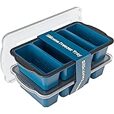 GORCI Silicone Freezer Tray With Lid, 8 Large 1 Cup Soup Freezer Molds, Soup Freezer Container for Meal Prepping, Large Ice Cube Tray， Perfect for Storing Leftovers, Sauces, Lasagna, 2-Pack