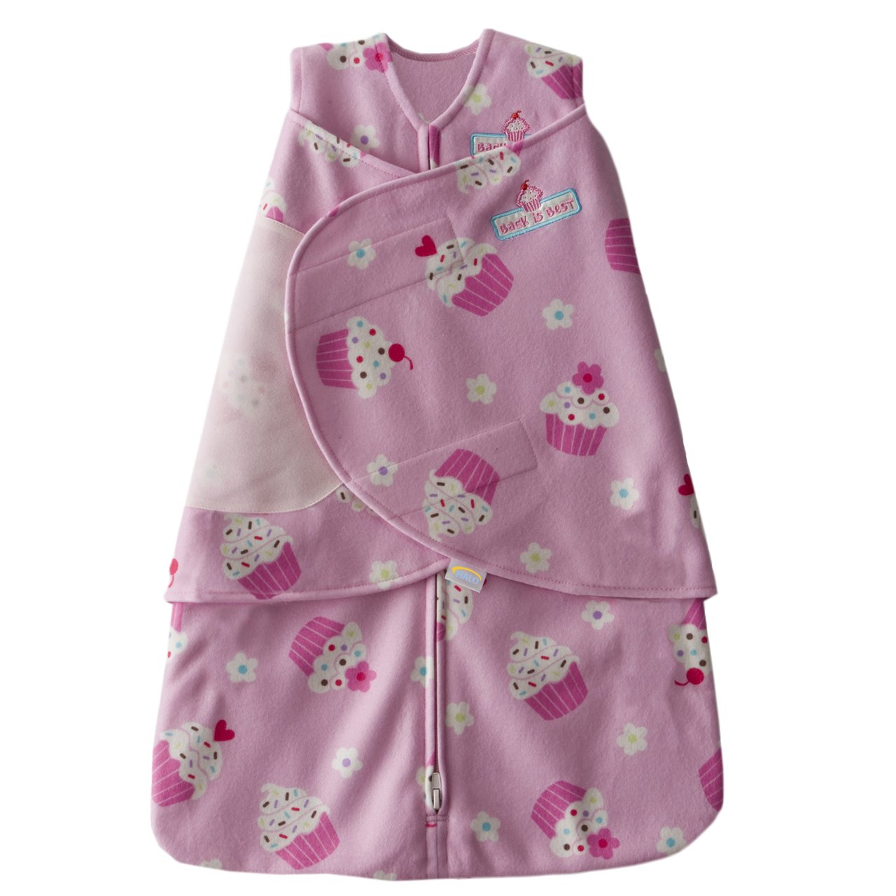 HALO Micro Fleece SleepSack Swaddle, Pink Cupcake, Small Baby