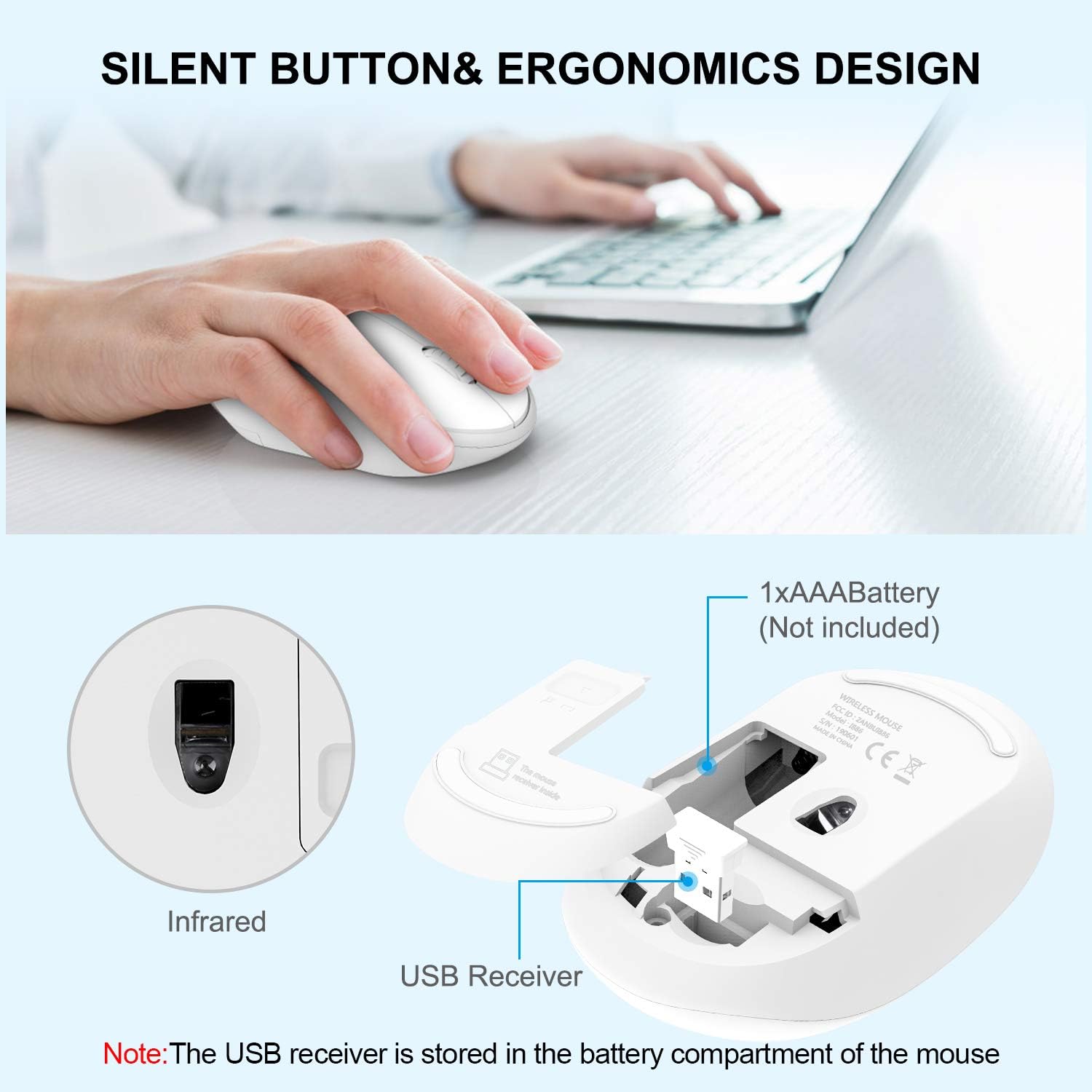 Wireless Keyboard and Mouse, WISFOX Full-Size Wireless Mouse and Keyboard Combo,2.4GHz Silent USB Wireless Keyboard Mouse Combo for PC Desktops Computer, Laptops, Windows: Computers & Accessories