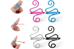 Vodolo Crochet Ring,4PCS Adjustable Yarn Tension Ring for Crocheting Peacock Shape Knitting Loop Open Finger Ring for Mother Grandma Thanksgiving Presents Finger Yarn Guide Crochet Accessories Gift