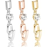 3pcs Necklace Bracelet Extenders, Crystal Rhinestone Foldover Extension Clasp Set Gold/Silver/Rose Gold Plated for Bracelet Necklace and Jewelry Making,1.1x0.2 Inch