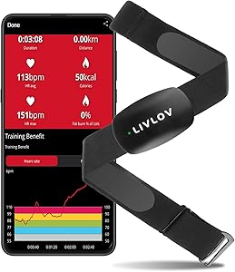 LIVLOV V6 Heart Rate Monitor Chest Strap, Bluetooth 5.0 ANT+ IP67 Waterproof HR Sensor for Polar Wahoo Zwift Strava Peloton DDP Yoga Map My Ride Garmin Sports Watches
