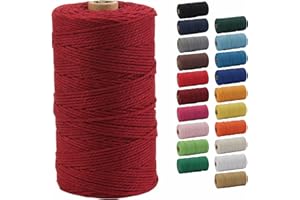 Macrame Cord, POZEAN 2mm x 220 Yards (About 200m) Colored Macrame Rope, 100% Natural Cotton Rope for Wall Hanging,Plant Hangers,DIY Crafts Knitting,Christmas Wedding Decorative Projects(Wine Red)