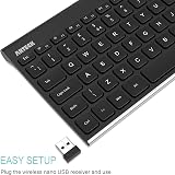 Arteck 2.4G Wireless Keyboard Stainless Steel Ultra Slim Full Size USB Receiver view 3