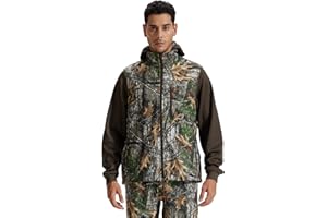 LOOGU Mens Camo Hunting Vest Fleece Lined Water Resistant Outdoor Fishing Outwear