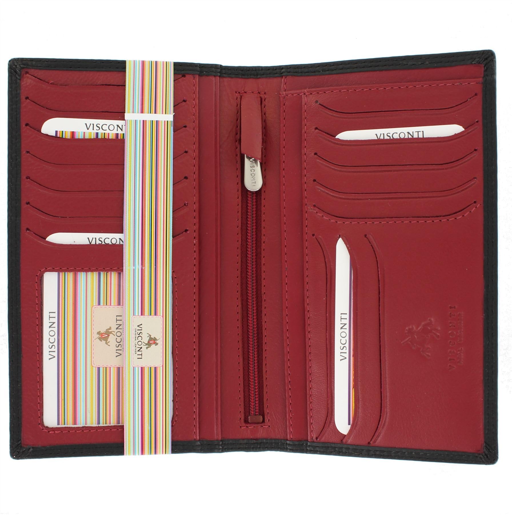 VISCONTI Colorado Soft Leather Gents Jacket Wallet RFID Blocking CD16 Black/Red