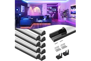 VST 10Pack 3.3FT/1M Excellent Spotless LED Channel System with Milky White Cover Black Aluminum U Shape LED Channel for LED Strip Lights