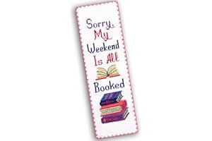 POVITRULYA 'Sorry, My Weekend is All Booked' - Counted Cross Stitch Kit for Adults - Snarky Embroidery Set with Funny Inspirational Quote, Gifts for Reader, Book Lover, Writers