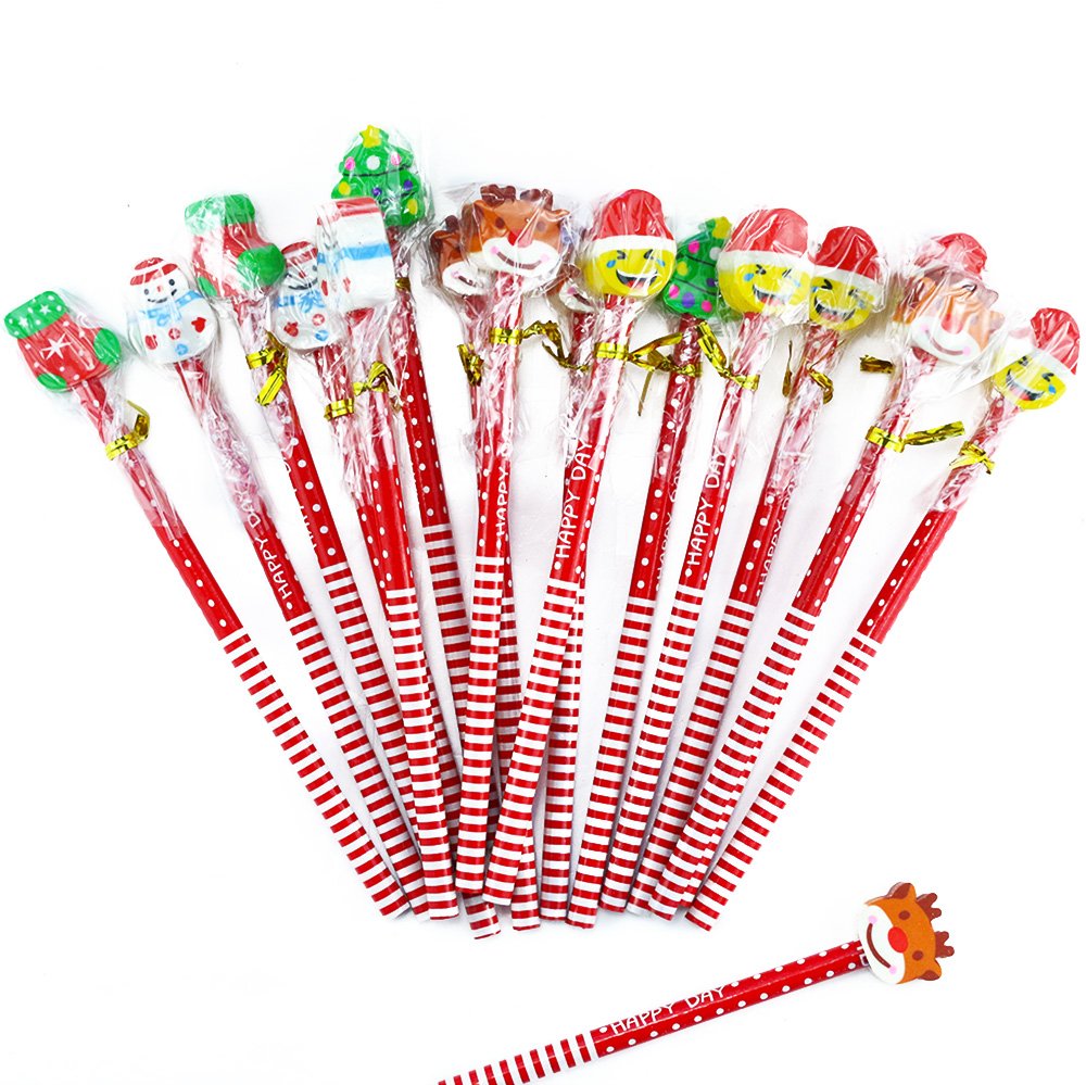 Etmact 40 Pack Assorted Colorful Holiday Christmas Pencil With Eraser