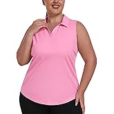 MoFiz Plus Size Sleeveless Tops for Women Stretchy Tennis Pickleball Golf Top Dry Fit Active Racerback Workout Tops Pink 4XL