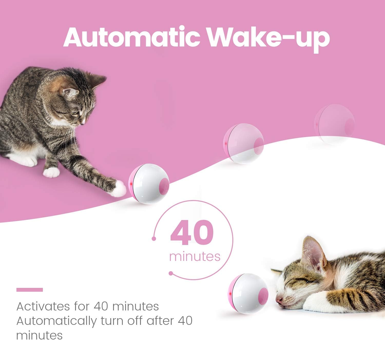 IOKHEIRA Interactive Cat Toys Ball (3rd Gen) Wicked Ball for Indoor Cats, Auto 360° Self-Rotating & USB Rechargeable with LED Red Light Toy for Your Kitty : Pet Supplies