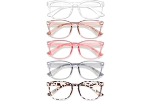 WINTOO Blue Light Glasses for Woman Men | 99% Blue Light Blocking Glasses for Computer Gaming TV Phone Screen Square Frame | Anti Eyestrain & UV Glare Protection - 5 Pair