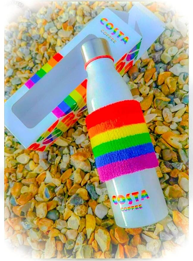 COSTA COFFEE NEW White Stainless Steel PRIDE 20 Travel Flask LIMITED