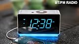 iTOMA Alarm Clock Radio Bluetooth Speaker FM Dual Alarm USB Charge view 5