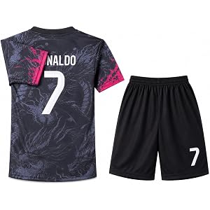 Kids Soccer Jersey Set #7 Youth Soccer Uniform Shirt & Shorts for Boys & Girls Breathable Training Outfit Birthday Gift