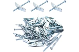 SWZHAI 25 Pcs Toggle Bolt and Wing Nut Kit, Heavy Duty Wall Anchors Toggle Anchors for Hanging Heavy Items on Drywall (1/8" x 2")