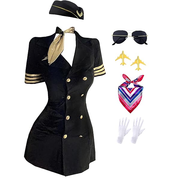 ハロウィン☆MILE HIGH CLUB STEWARDESS COSTUME Music Legs Mile High Club Stewardess Woman's Costume