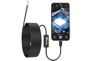 T TAKMLY 5.5mm Endoscope for iPhone, Compatible with iPad, 2.0 Megapixels HD USB C Borescope Inspection Snake Camera IP67 Waterproof with 16.4Ft Semi-Rigid Cord, 8 LED Lights