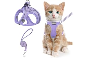 SALFSE Cat Harness and Leash for Walking Escape Proof, Adjustable Kitten Vest Harness Reflective Soft Mesh Puppy Harness for Outdoor, Comfort Fit, Easy to Control (Purple, XXS)