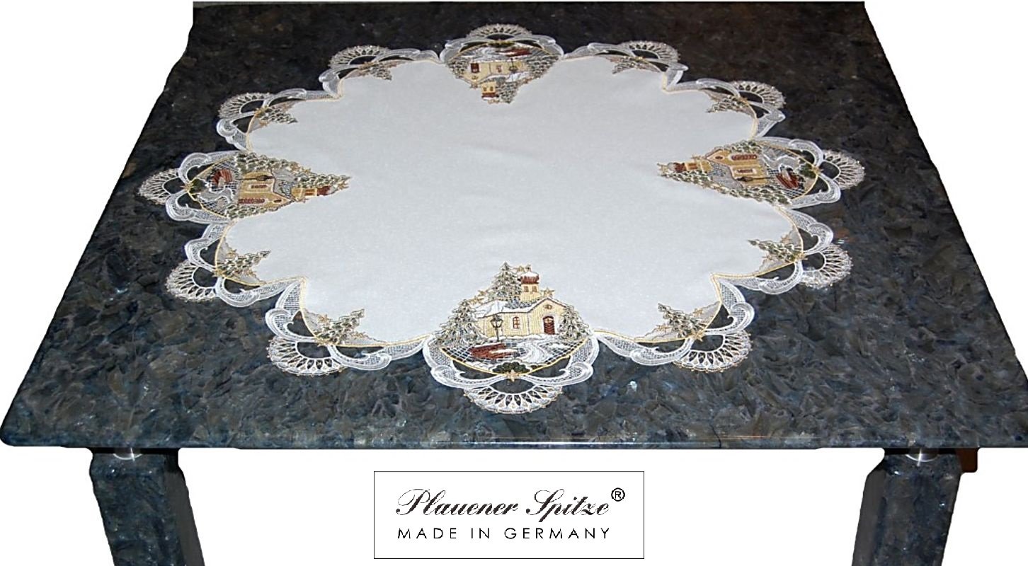 Möbel & Wohnen Tischdecke WEIHNACHTEN Winter Vogel Rot Gold Tisch