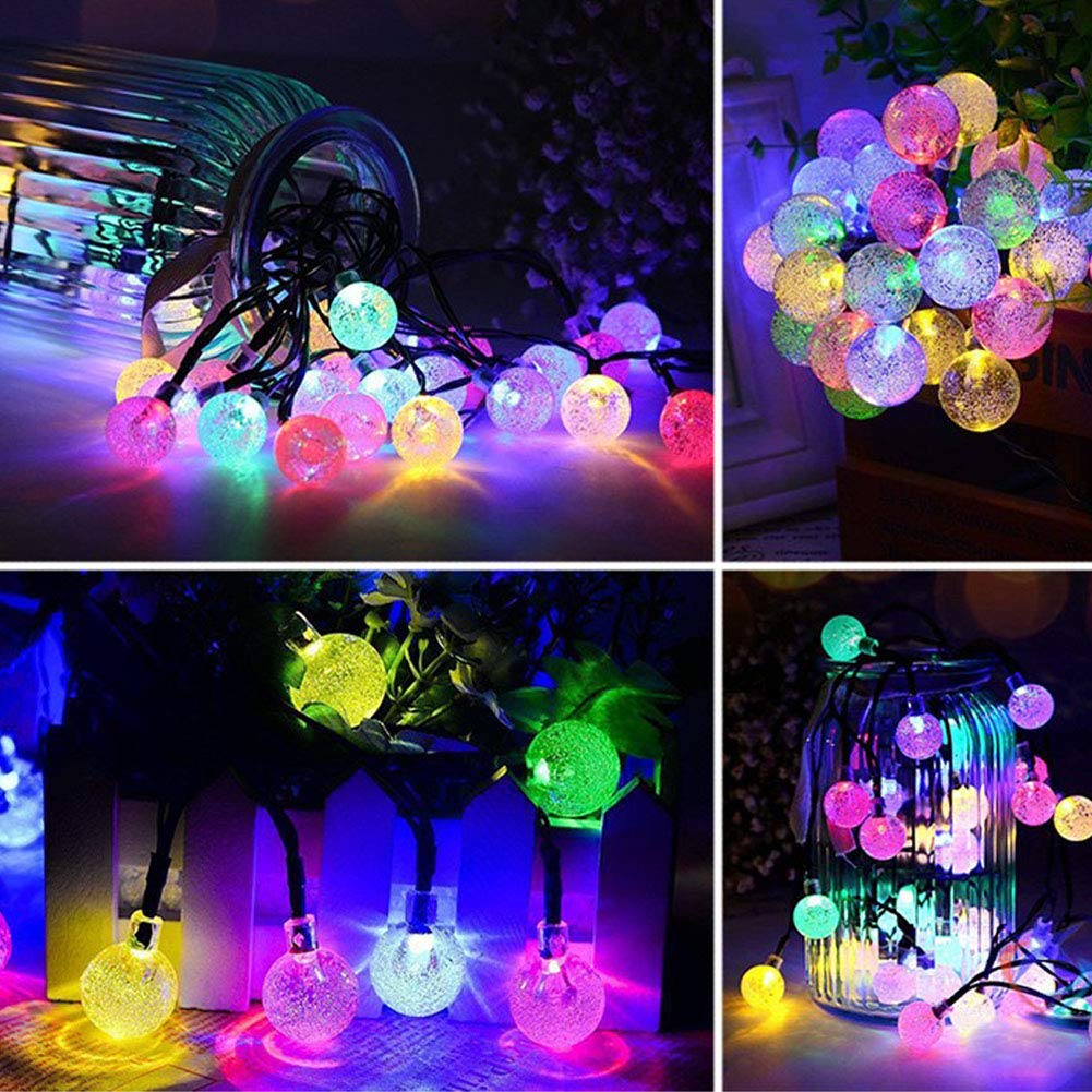 2018 Outdoor Solar String Lights 100 LED - Crystal Waterproof Lights 55.8 FT- Patio Lawn Landscape Lighting
