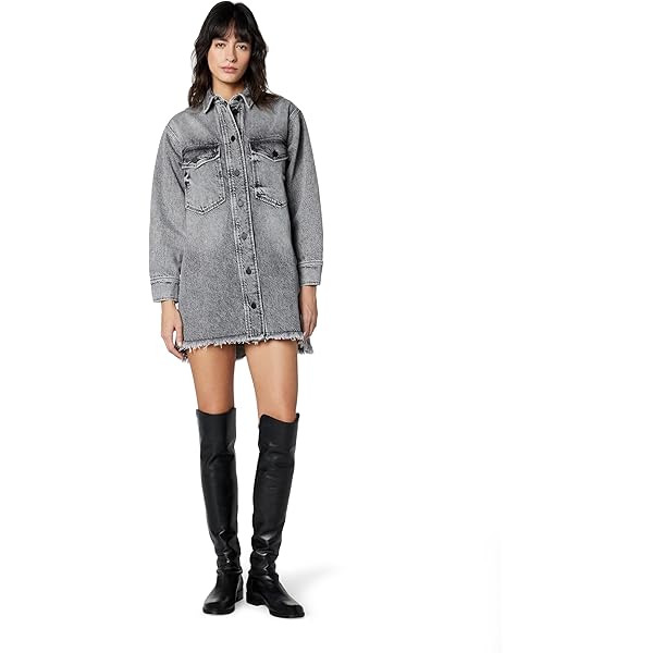 allsaints blair denim dress Blair Long Sleeve Denim Maxi Dress Washed Black