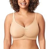 BRABIC Wireless Bras for Women Full Coverage Comfortable No Underwire Everyday Bras Comfort V Neck Push Up Bralettes