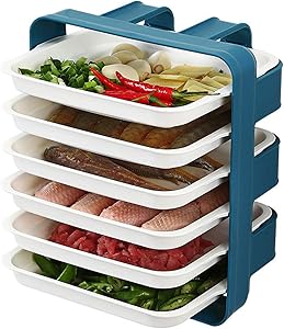 Kitchen preparation plates, multi-layer household trays, multi-functional layered side dishes, Wall Mount Rack Organizer ?Kitchen Supplies Storage Set (6 layer Blue)