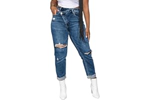 Distressed Jeans for Women Women's High Waisted Ripped Skinny Jeans Distressed Straight Slim Fit Denim Pants