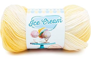 Lion Brand Yarn (1 Skein) Ice Cream Baby Yarn, Lemon Meringue Multicolor, 1182 Foot (Pack of 1)