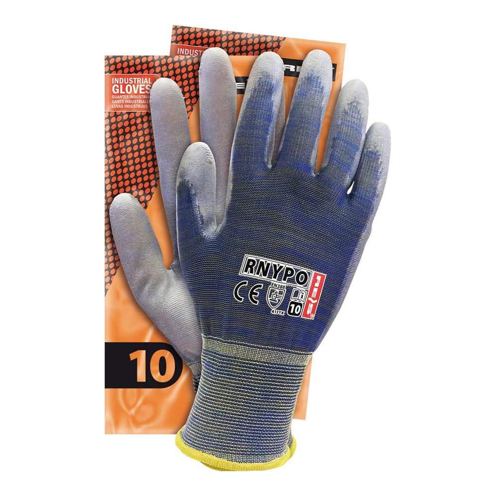 Reis Rnypo_Melnsw8 Protective Gloves, Melange Blue-Grey-White, 8 Size, Pack of 12