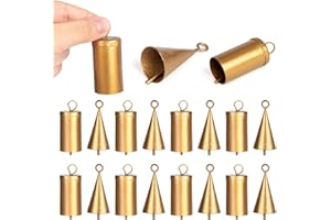 MCPINKY Indian Vintage Jingle Bells, Rustic Mini Gold Bells for Crafts, Christmas Tree Ornaments, 18 PCS