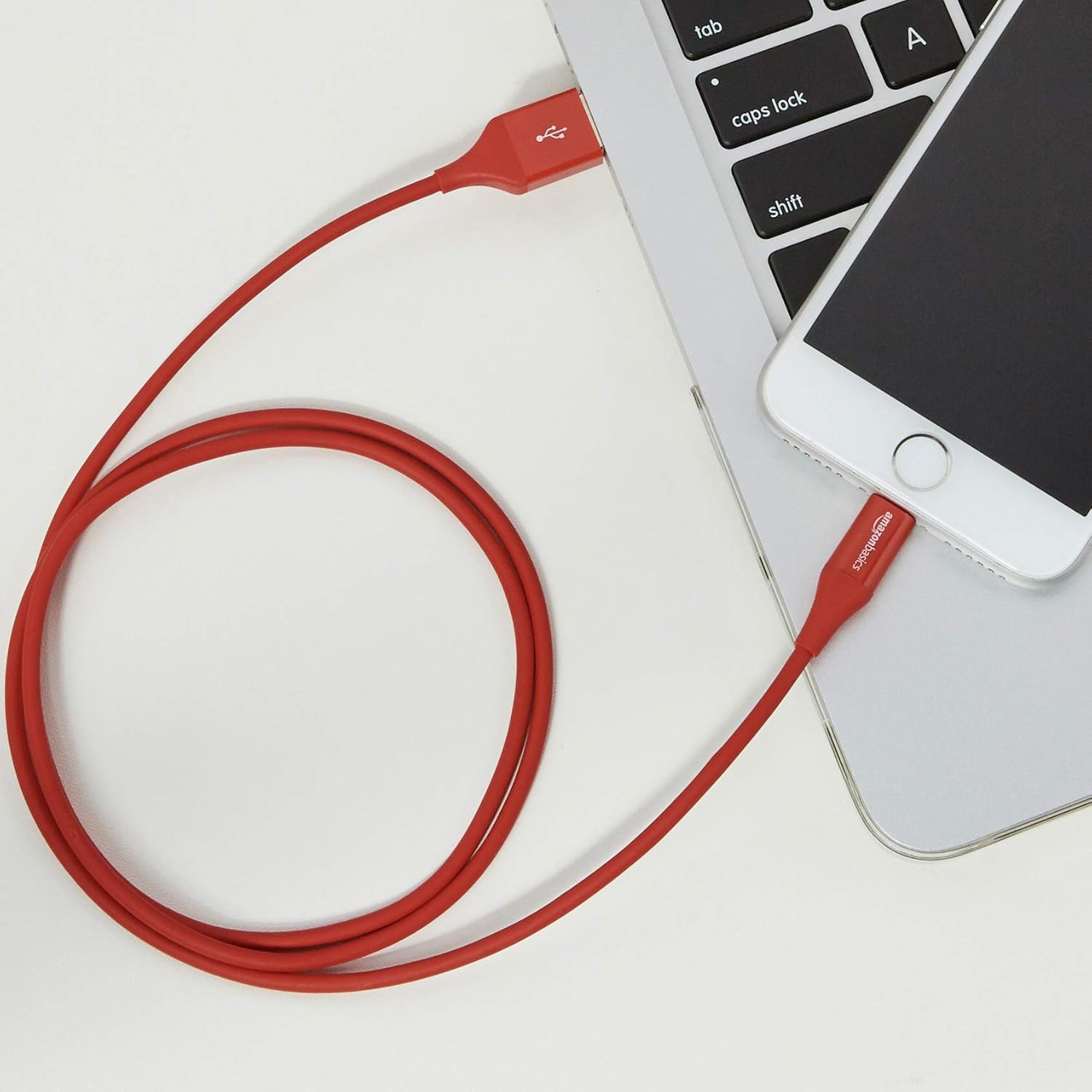 Basics Lightning to USB A Cable, Advanced Collection, MFi Certified Apple iPhone Charger, Red, 3 Foot