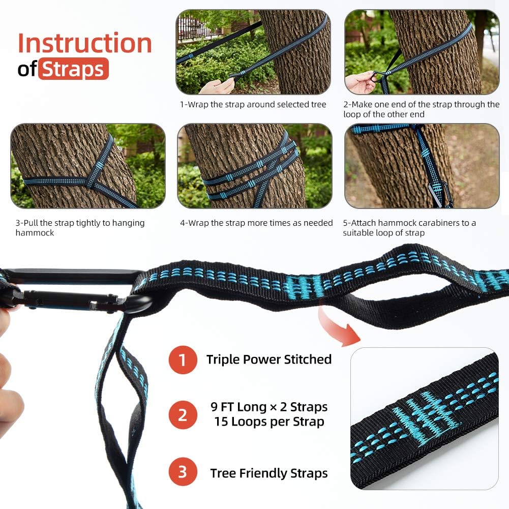 Camping Hammock with Mosquito Net 2 in 1 Ripstop Parachute Nylon Portable Hammock Set with Tree Straps & Carabiners Bug Insect Netting Easy Assembly Lightweight Swing Bed for Outdoor Activities: Furniture & Decor
