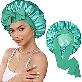 Satin Bonnet Silk Bonnet for Sleeping Silk Sleep Cap Double Layer Hair Bonnet with Elastic Tie Band for Curly Hair Night Cap
