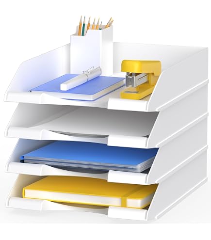 Paper Tray Organizer Wenqik 6 Pcs Stackable Paper Trays Rectangular ...