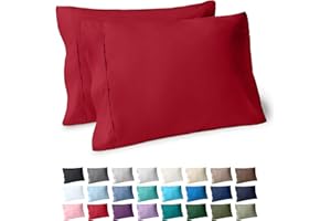 Bare Home Microfiber Pillow Cases - Standard/Queen Size Set of 2 - Cooling Pillowcases - Double Brushed - Red Pillowcases 2 Pack - Easy Care (Standard Pillowcase Set of 2, Red)