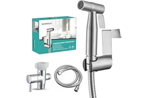 BARROCK Handheld Bidet Sprayer for Toilet, Stainless Steel Metal Made Baby Cloth Diaper Spraying Kit, Bathroom Toilet Bidet Attachment Set for Bathing Pets and Feminine Hygiene, Brushed Nickel