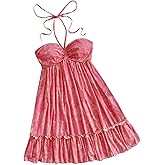 SKAYS Women's Summer Paisley Sundresses Tropical Boho Halter Mini Beach Knee Length Flowy Cute A Line Vacation Dress