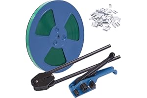 LNYEBN Pallet Banding Strapping Kit with Polyester(PET) Strapping Tensioner, 300ft 5/8" Polyester (PET) Strapping Roll and 50pcs Steel Seals