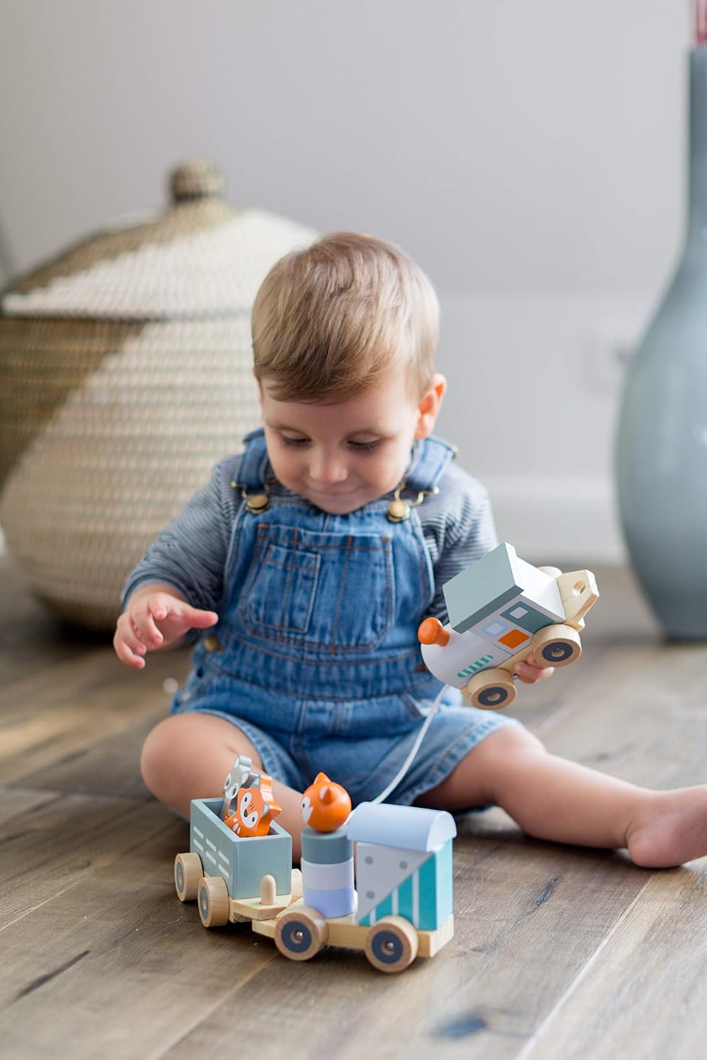Kindsgut Petit Train En Bois Et Cubes De Construction Jouet En Bois Bebe Les Animaux Du Zoo Rayures Amazon Fr Jeux Et Jouets