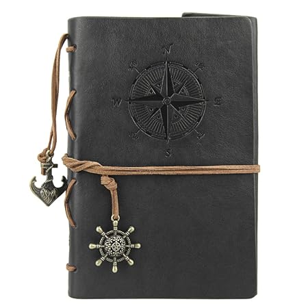 Liying Retro Skizzenblock Tagebuch Notizbuch Softcover DIN A5 Kraftpapier Blanko Geschenkbucher Reisetagebuch Schwarz