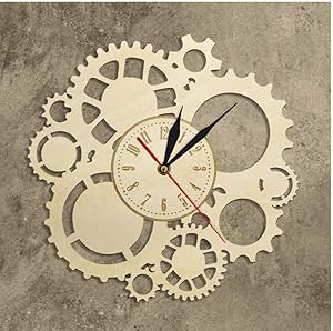 smyzll Steampunk Art Engranajes y piñones Reloj de Pared de Madera