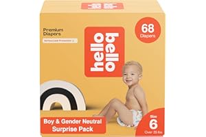 Hello Bello Premium Baby Diapers Size 6 I 68 Count of Disposable, Extra-Absorbent, Hypoallergenic, and Eco-Friendly Baby Diapers with Snug and Comfort Fit I Surprise Boy Patterns
