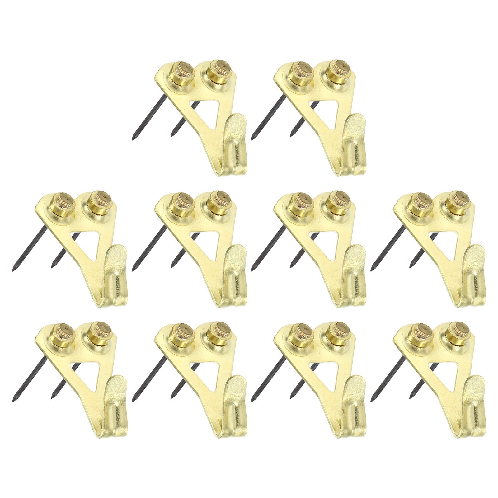 PATIKIL 50 Lbs Picture Hangers, 10 Set Photo Wall Hanging Hooks Nails Hardware Wall Pins Picture Hanging Kit on Wood Drywall for Home Decorating, Gold